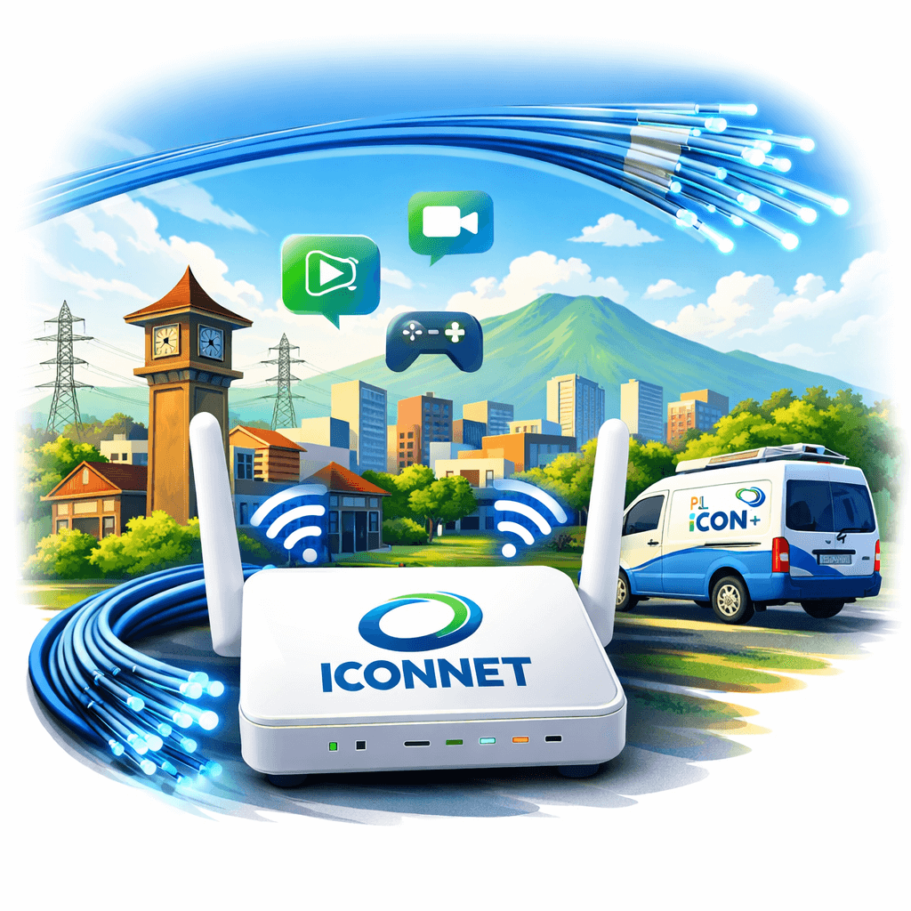 Ilustrasi layanan internet rumah ICONNET Purwokerto dengan jaringan fiber optic